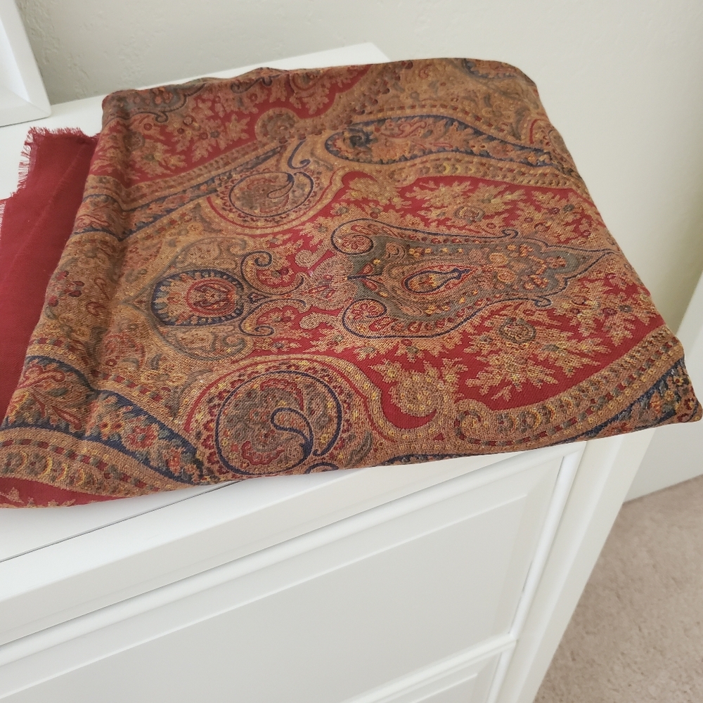 Paisley Red and Gold very large Scarf/shawl